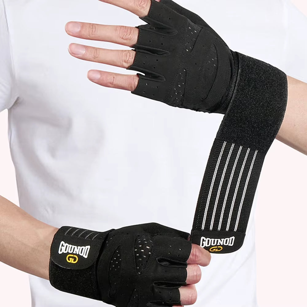 1Pair Workout Gloves for Men Women, Padded Weight Lifting Gloves with Wrist Wraps Support, Full Palm Protection, Grip for Gym Tr