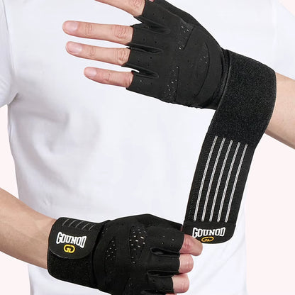 1Pair Workout Gloves for Men Women, Padded Weight Lifting Gloves with Wrist Wraps Support, Full Palm Protection, Grip for Gym Tr