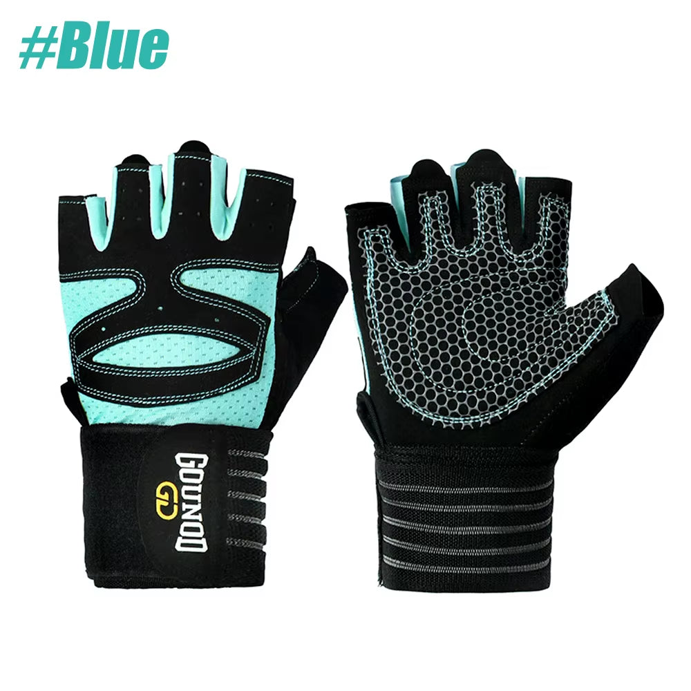 1Pair Workout Gloves for Men Women, Padded Weight Lifting Gloves with Wrist Wraps Support, Full Palm Protection, Grip for Gym Tr